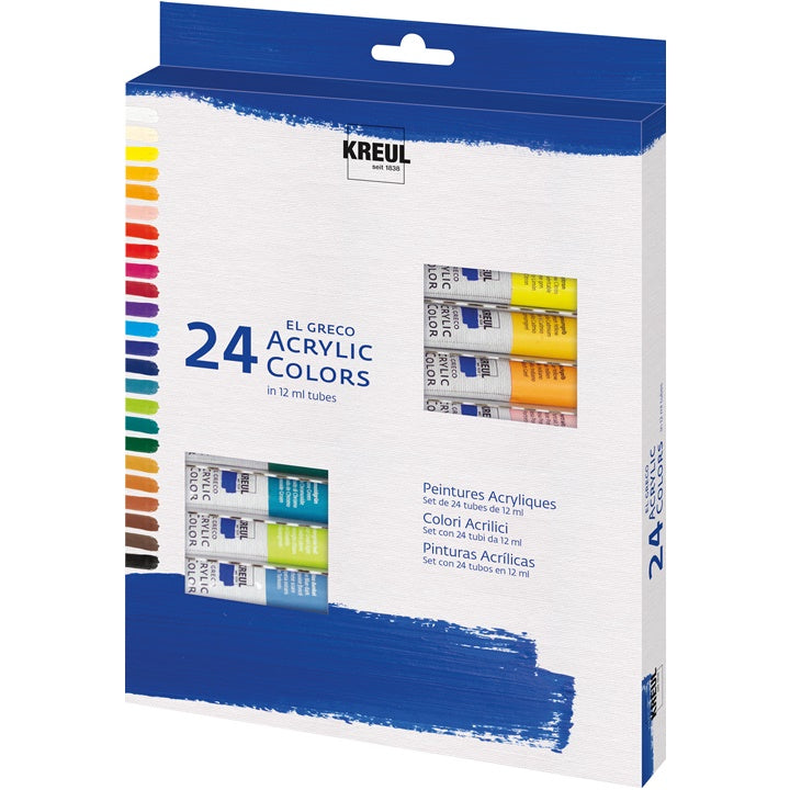 Zestaw farb akrylowych El Greco 24 szt x 12 ml | Artmie