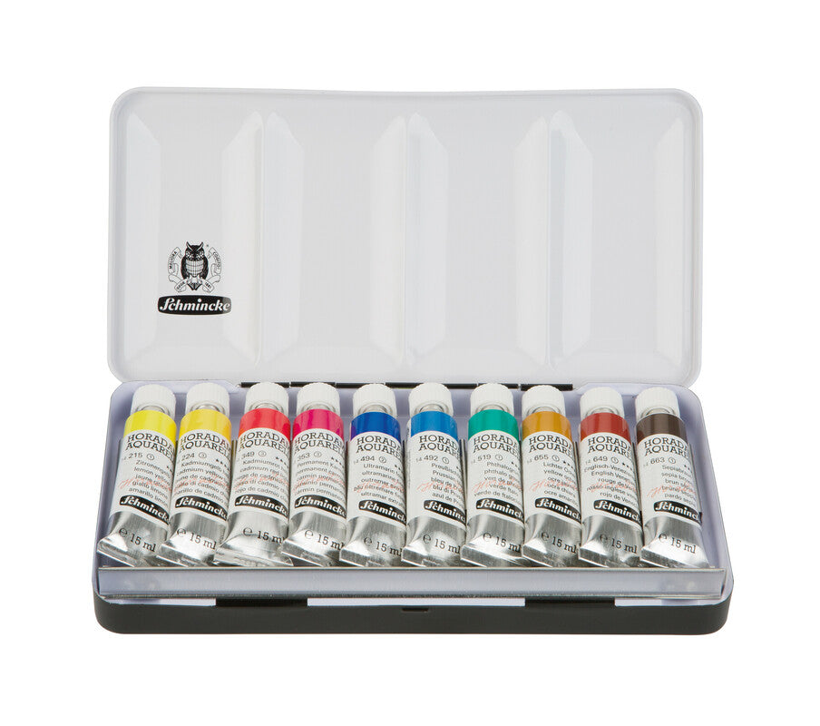 Zestaw farb akwarelowych w metalowej kasecie Schmincke HORADAM 10 x 15 ml