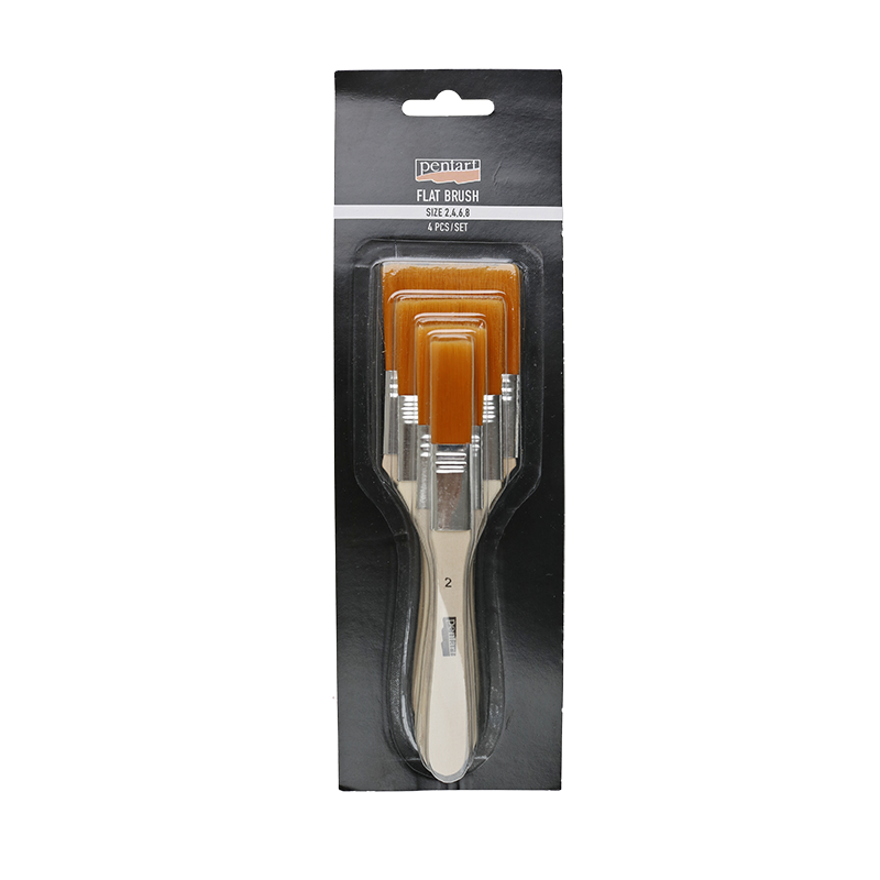 Zestaw pędzli do konturowania / 6-częściowy – with soft bristles, 4 pcs, flat, size 2, 4, 6, 8