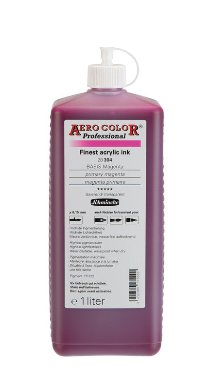 Tusz akrylowy Schmincke AERO COLOR Professional 1 l – 304 Magenta podstawowa