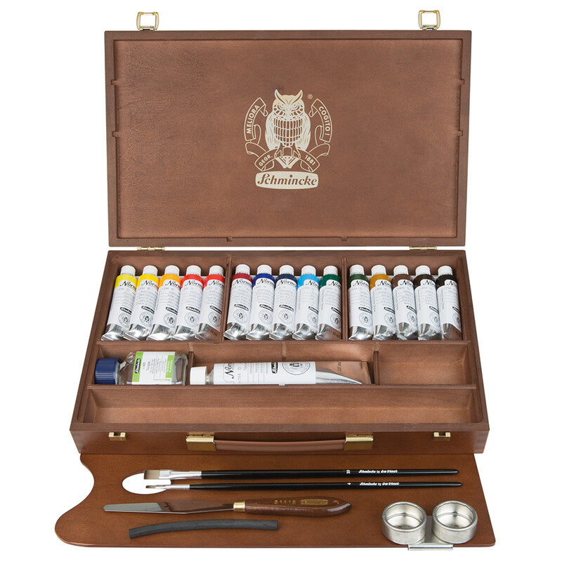 Drewniana kasetka Schmincke NORMA Professional, 15 x 35 ml + biel 120 ml