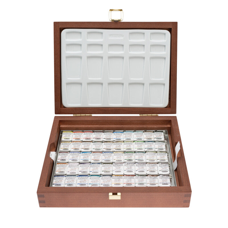 Drewniany zestaw farb akwarelowych Schmincke HORADAM Super Granulation – 50 x 1/2 kostki