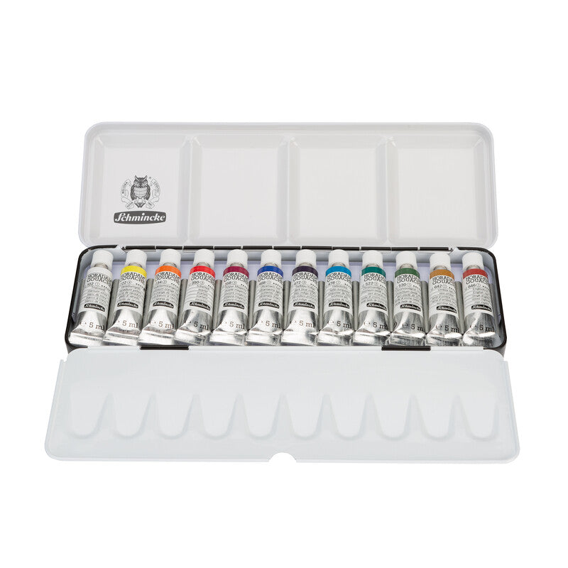 Farby gwaszowe Schmincke HORADAM w metalowym zestawie, 12 x 5 ml