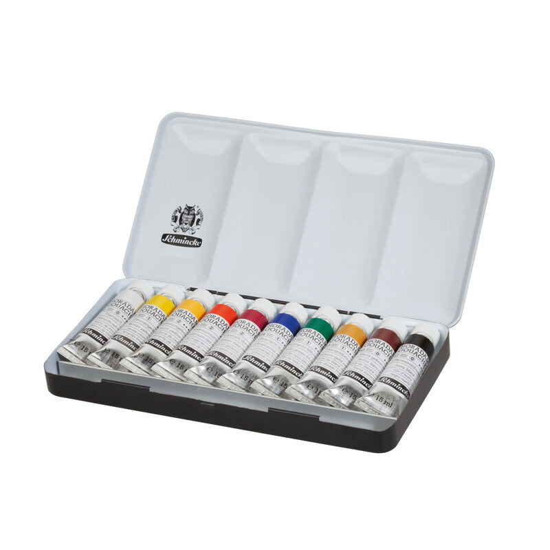 Farby gwaszowe Schmincke HORADAM w metalowym zestawie, 10 x 15 ml