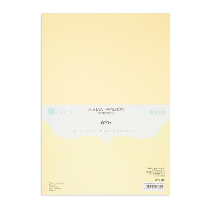 Zestaw kolorowych papierów DP Craft - 20 szt. – ecru