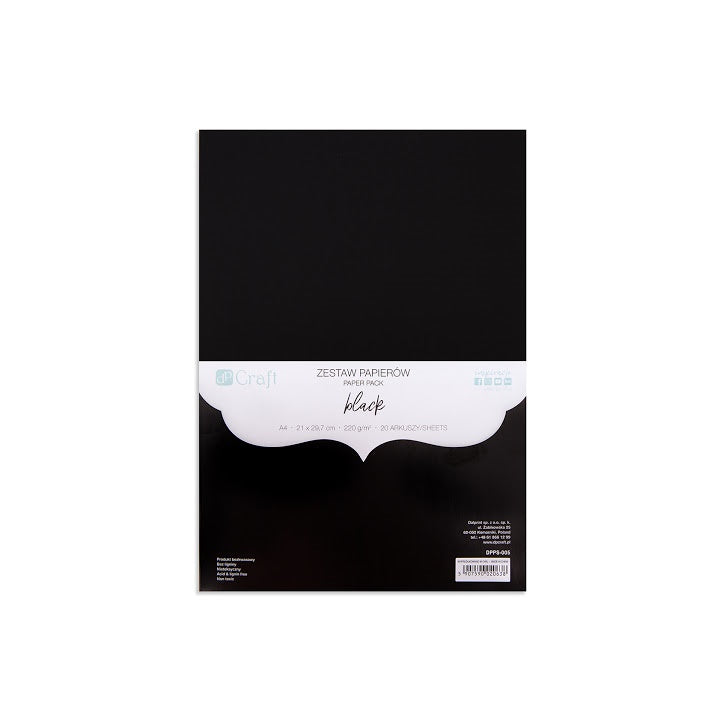 Zestaw kolorowych papierów DP Craft - 20 szt. – czarna