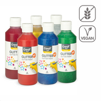 Creall zestaw farb Glitter – 6 × 250 ml, miks kolorów