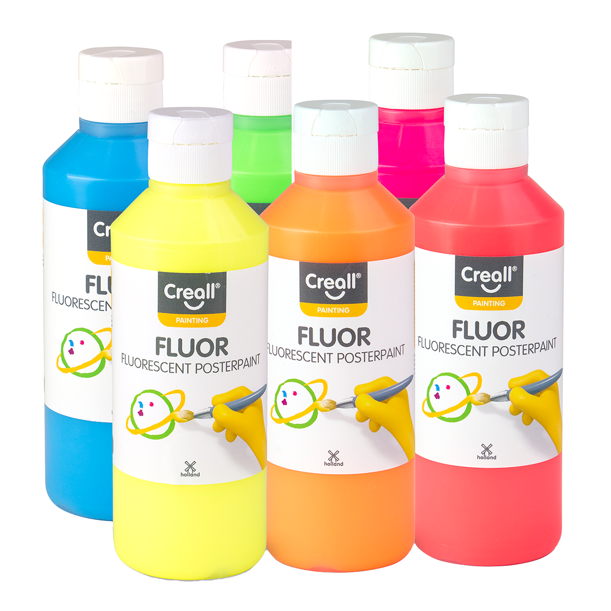 Creall zestaw farb plakatowych Fluor, 6 × 250 ml, miks kolorów