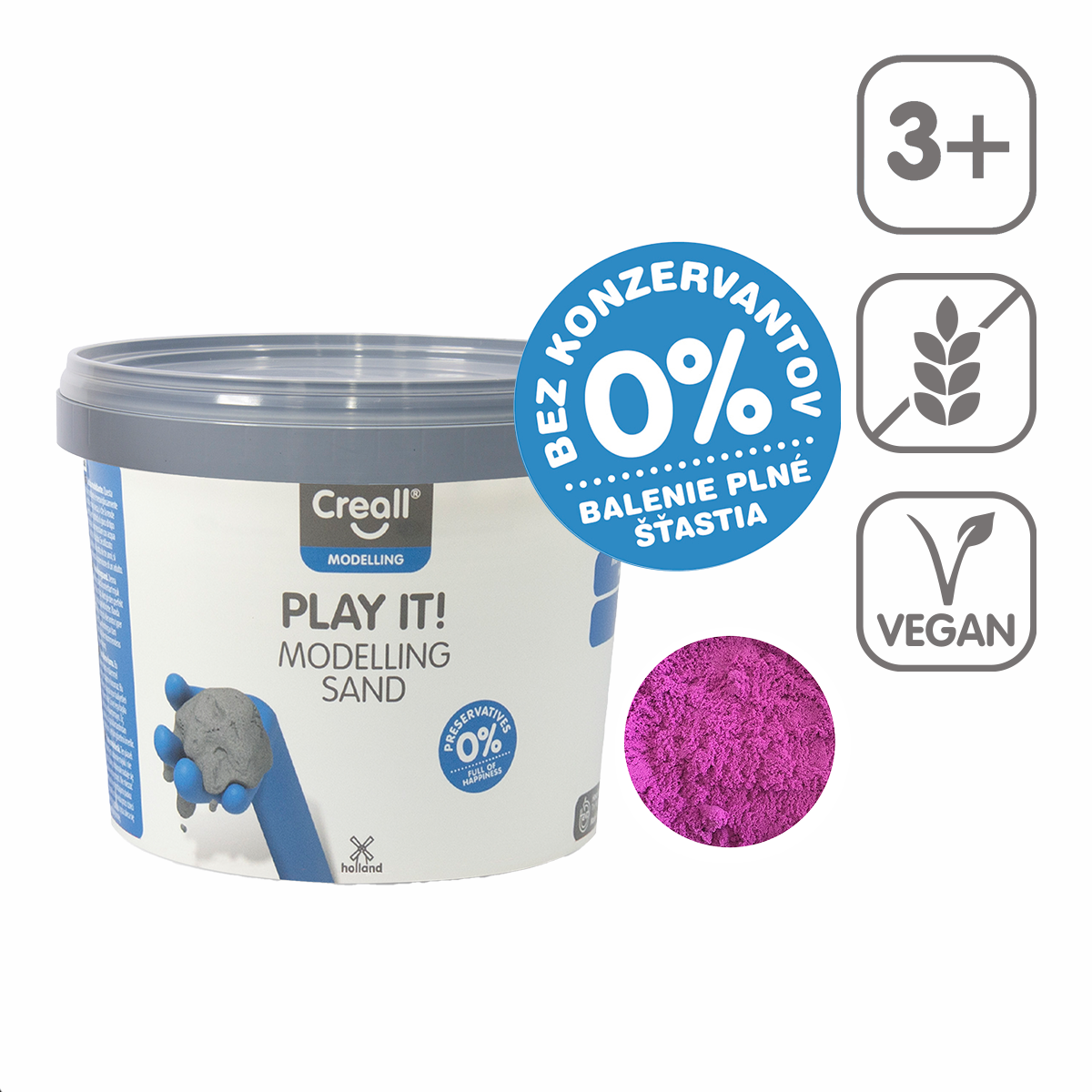 Piasek do modelowania Creall Play it! 750 g w wiaderku – fioletowy