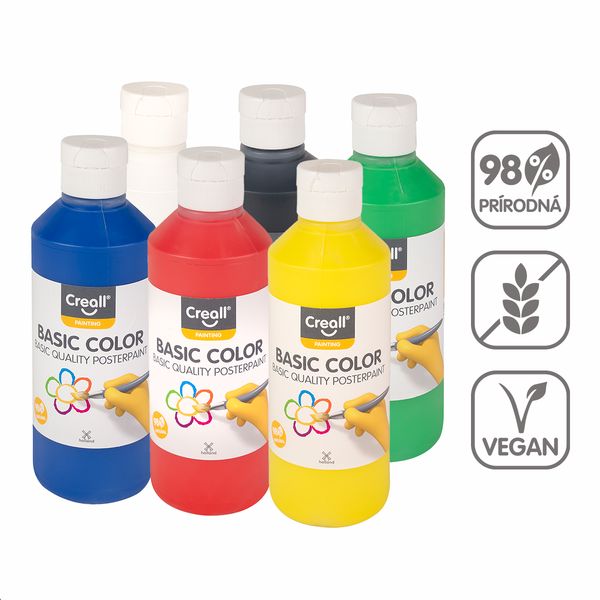 Farby plakatowe Creall – zestaw 6 × 250 ml, miks kolorów