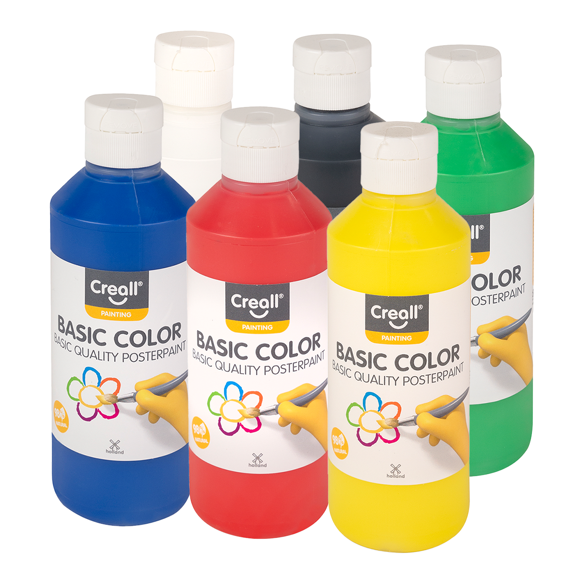 Farby plakatowe Creall – zestaw 6 × 250 ml, miks kolorów
