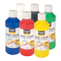 Farby plakatowe Creall – zestaw 6 × 250 ml, miks kolorów