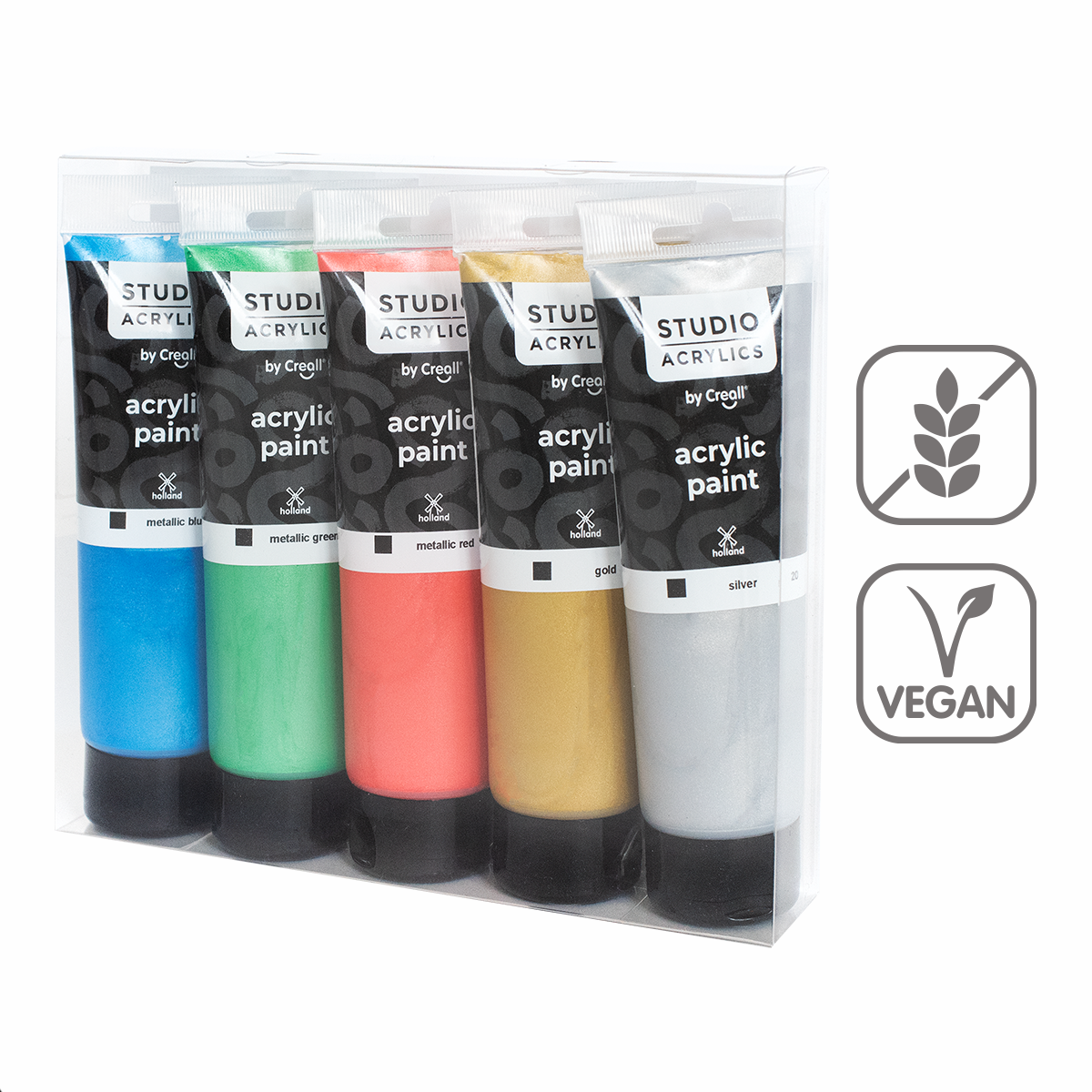 Creall zestaw farb akrylowych Studio acrylics, 5 × 120 ml, mix – metalicznych ×