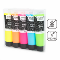 Creall zestaw farb akrylowych Studio acrylics, 5 × 120 ml, mix – fluorescencyjnych ×