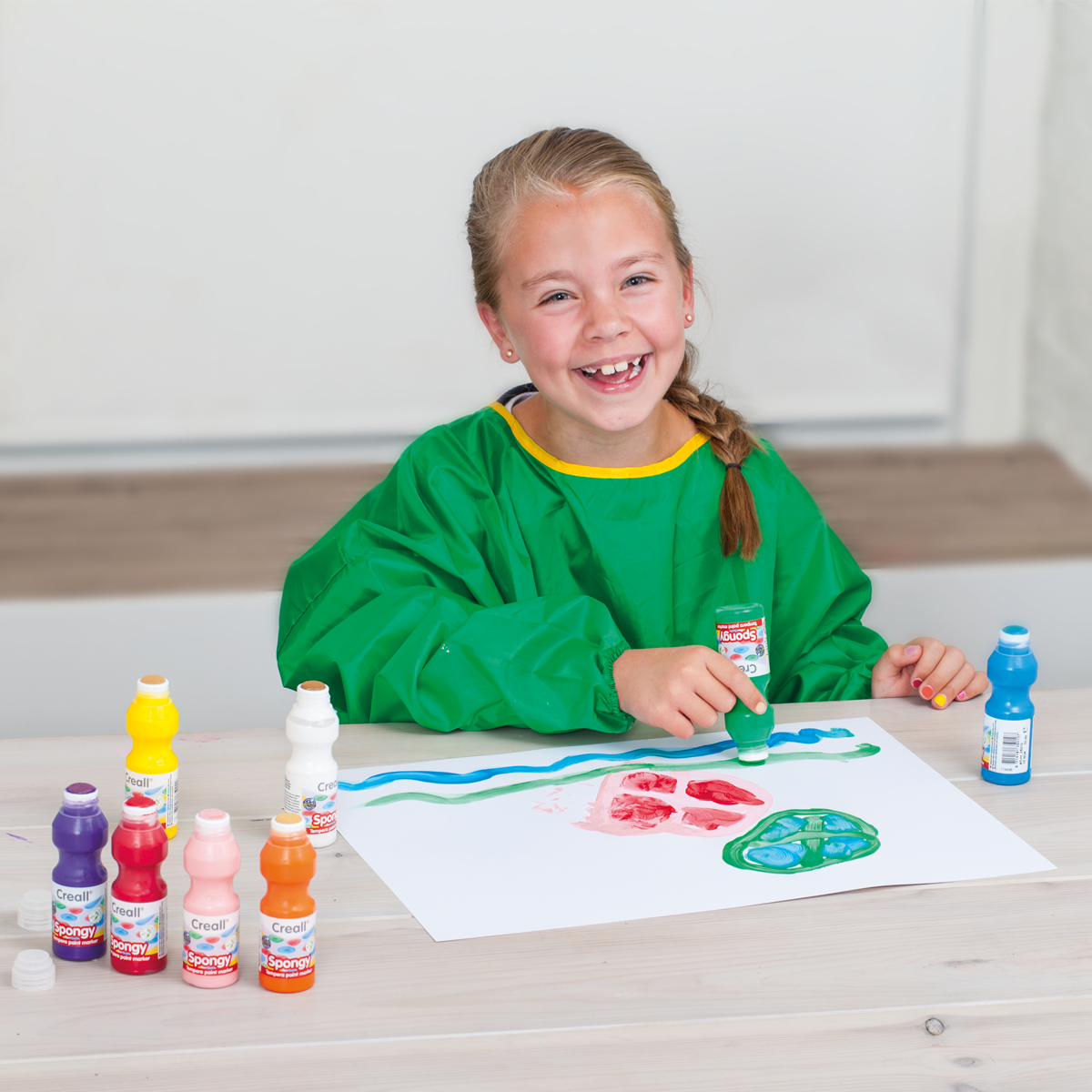 Zestaw farb plakatowych z gąbką Creall Spongy – 6 × 70 ml