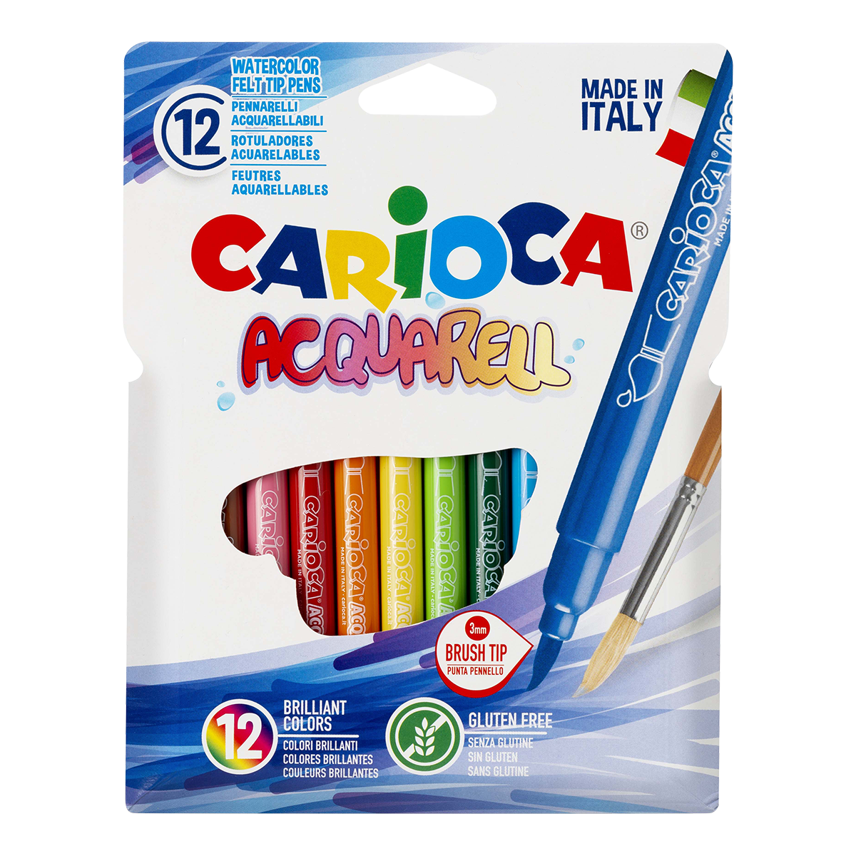 Pisaki akwarelowe Carioca, 12 szt., miks kolorów