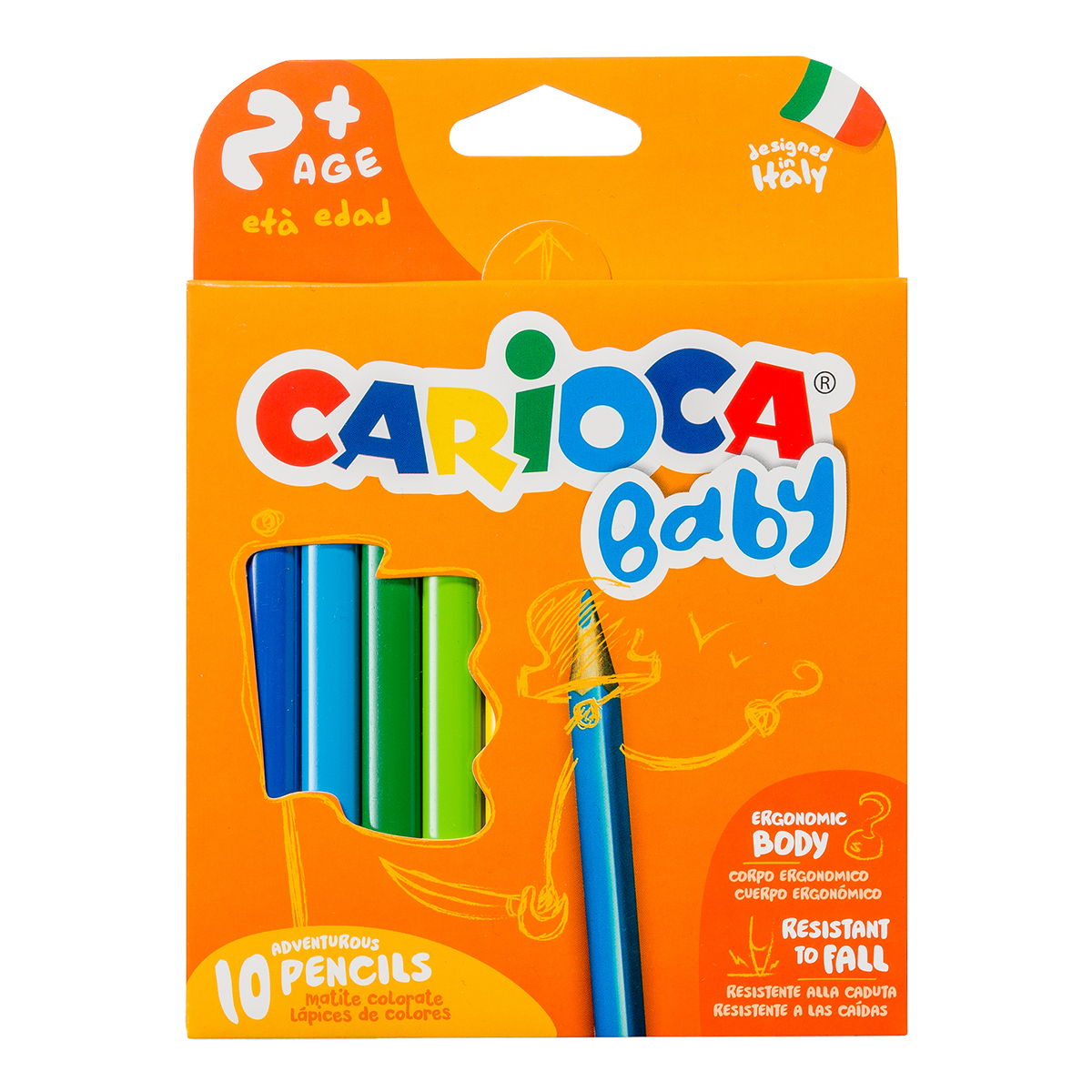 Kredki trójkątne Carioca Baby 2+, 10 szt.