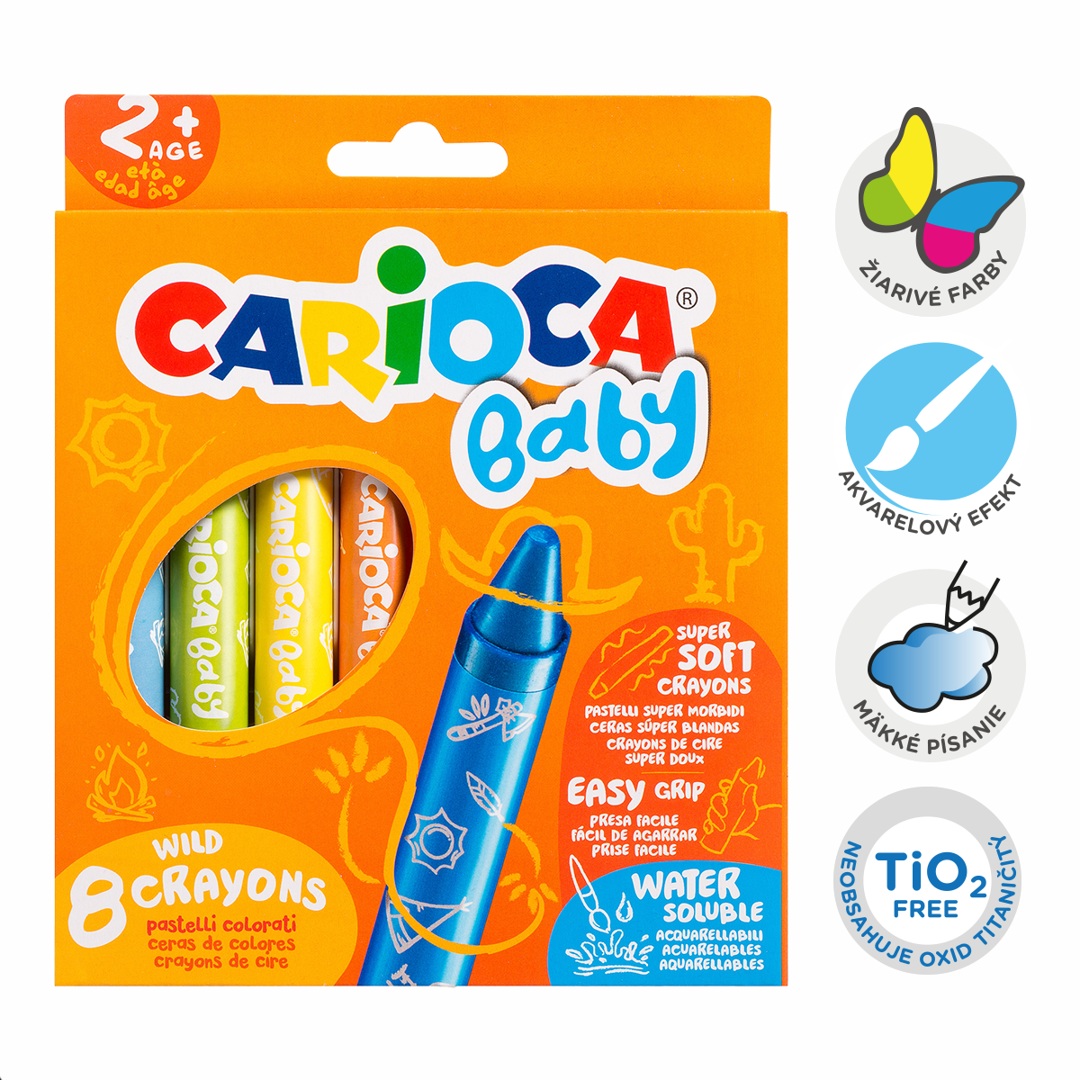 Kredki woskowe Carioca Baby Wild 2+, 8 szt.