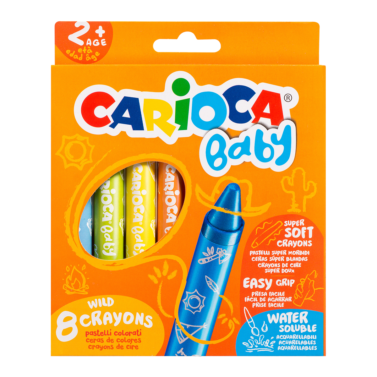 Kredki woskowe Carioca Baby Wild 2+, 8 szt.