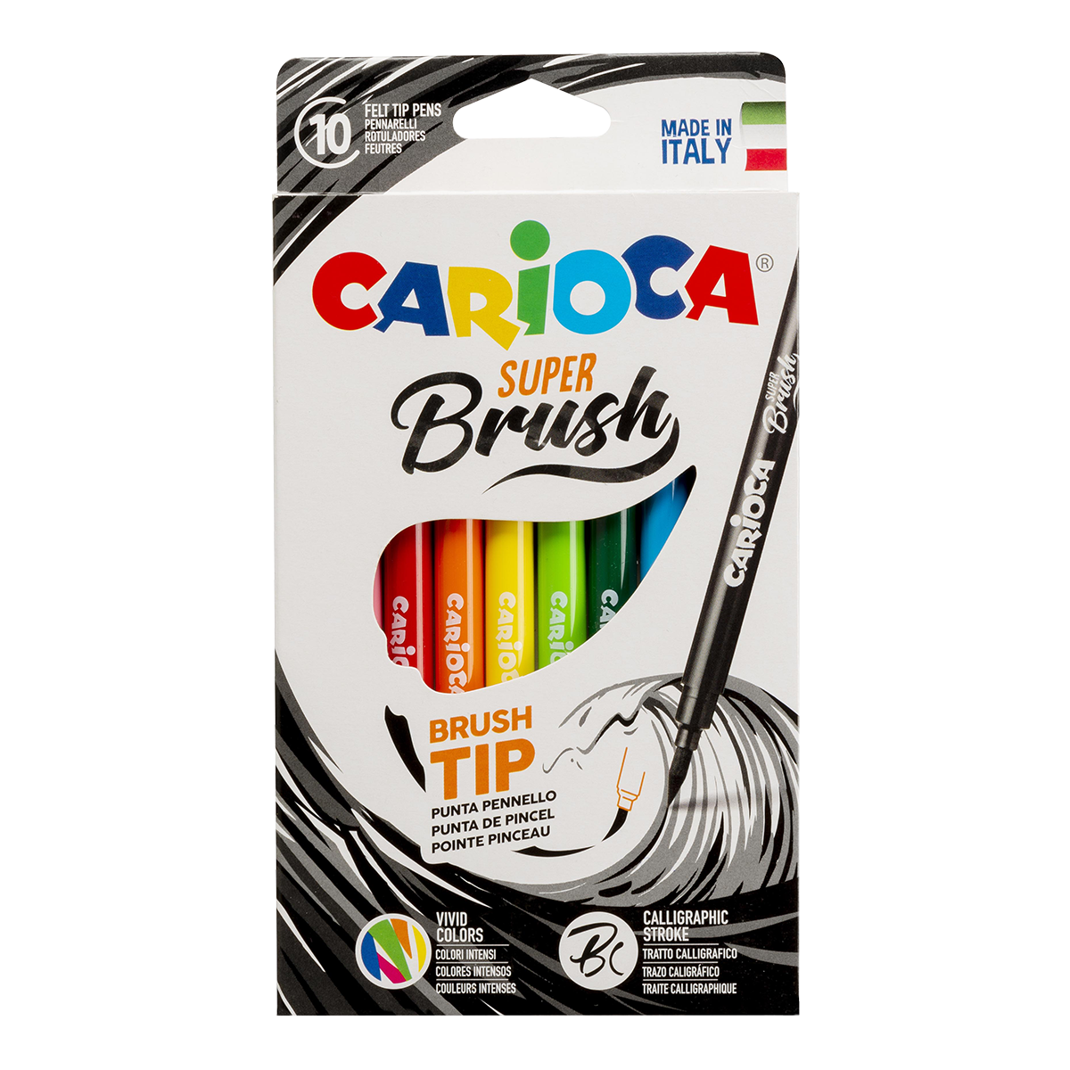 Pisaki pędzelkowe Carioca Brush, 10 szt., mix kolorów