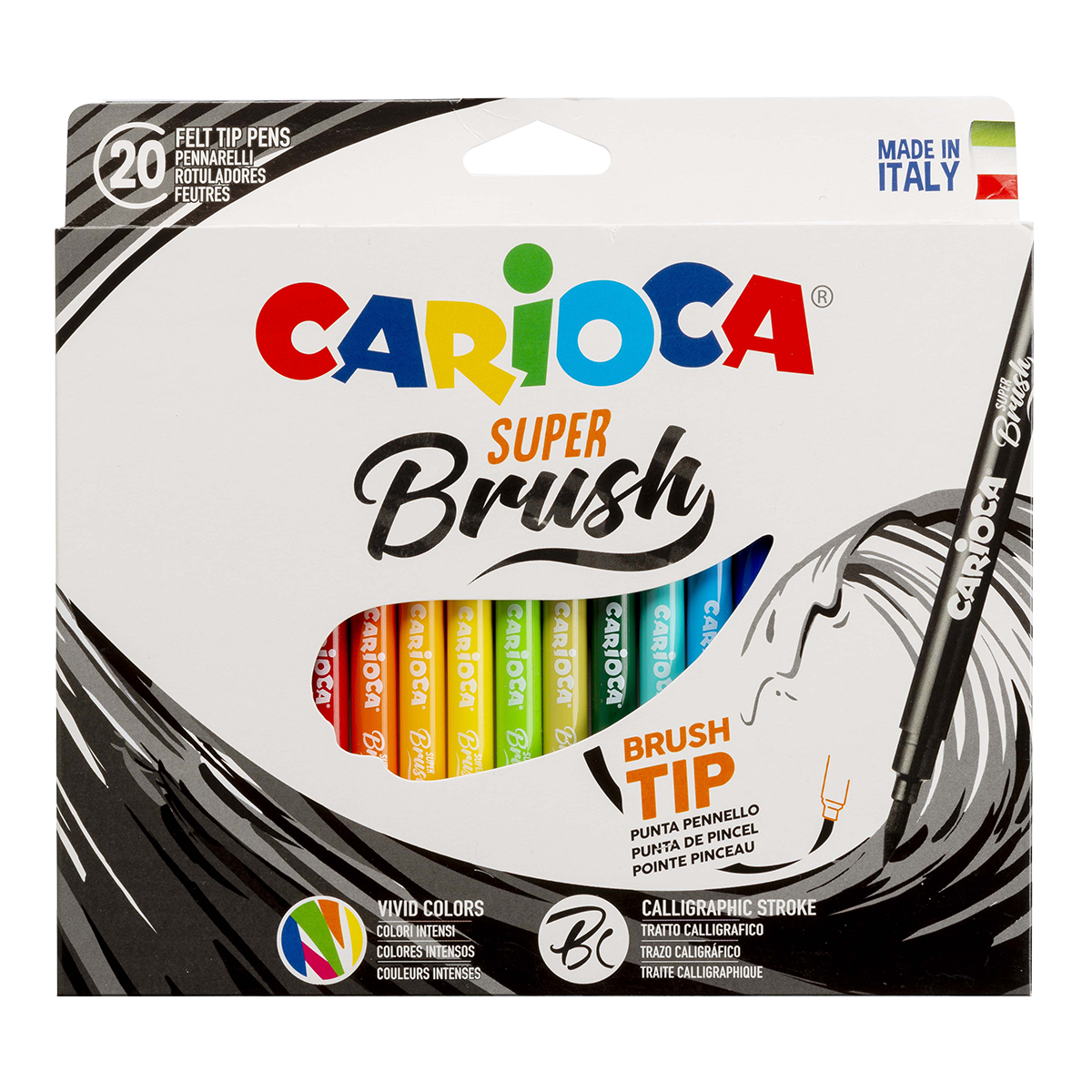 Pisaki pędzelkowe Carioca Brush, 20 szt., miks kolorów