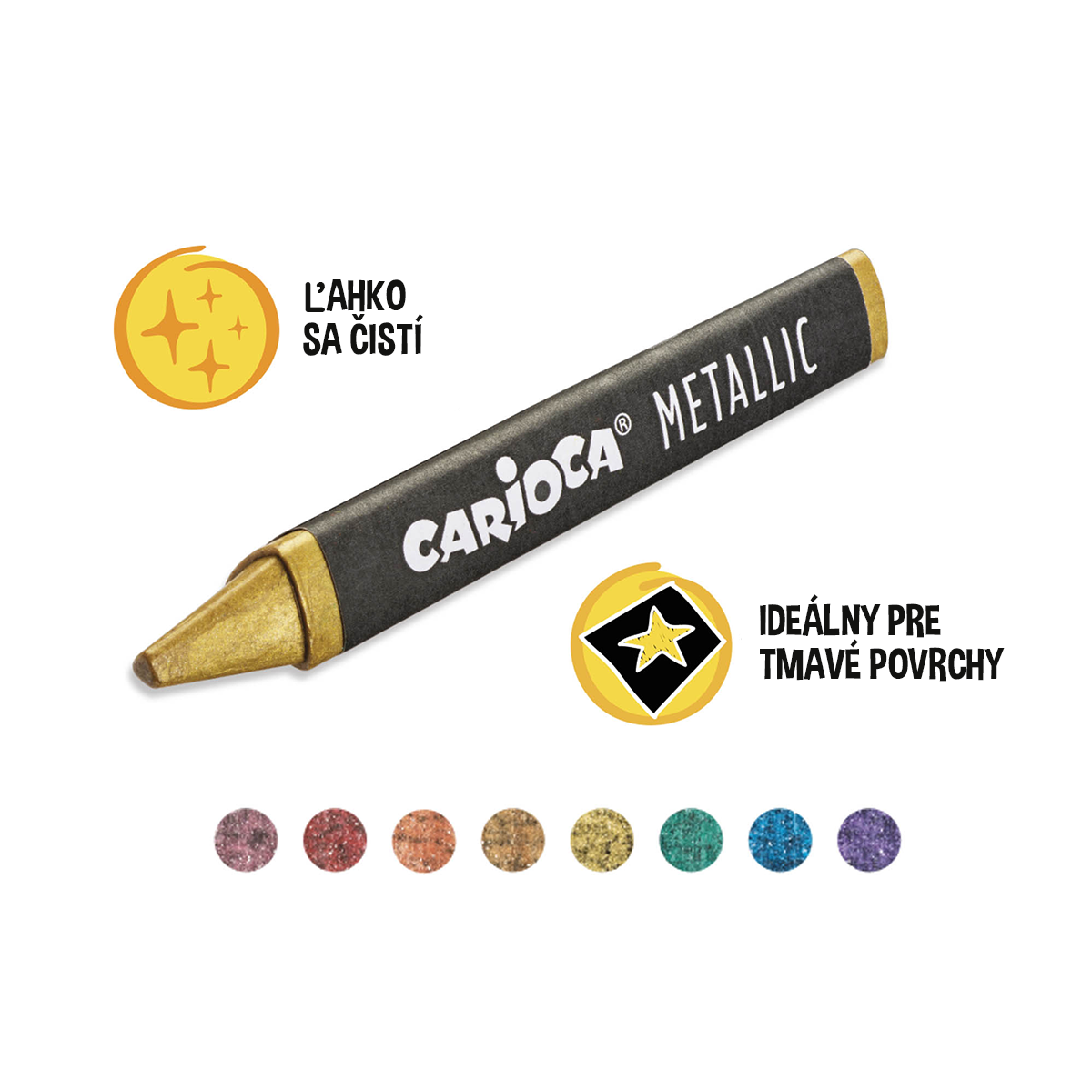 Kredki woskowe trójkątne Carioca Metallic, 8 szt.