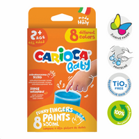 Farby do malowania palcami Carioca Baby 2+, 8 × 50 ml