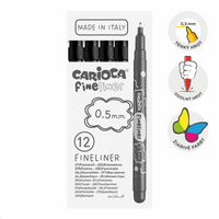 Cienkopisy Carioca Fineliner 0,5 mm – 12 szt. – czarny