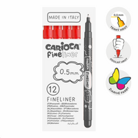 Cienkopisy Carioca Fineliner 0,5 mm – 12 szt. – czerwony