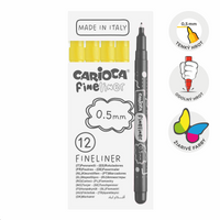Cienkopisy Carioca Fineliner 0,5 mm – 12 szt. – żółty