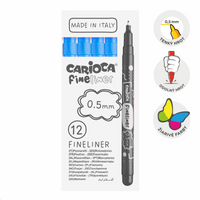 Cienkopisy Carioca Fineliner 0,5 mm – 12 szt. – jasnoniebieski
