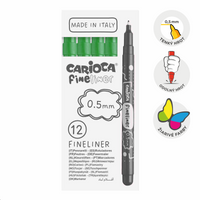 Cienkopisy Carioca Fineliner 0,5 mm – 12 szt. – zielony