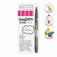 Cienkopisy Carioca Fineliner 0,5 mm – 12 szt. – różowy