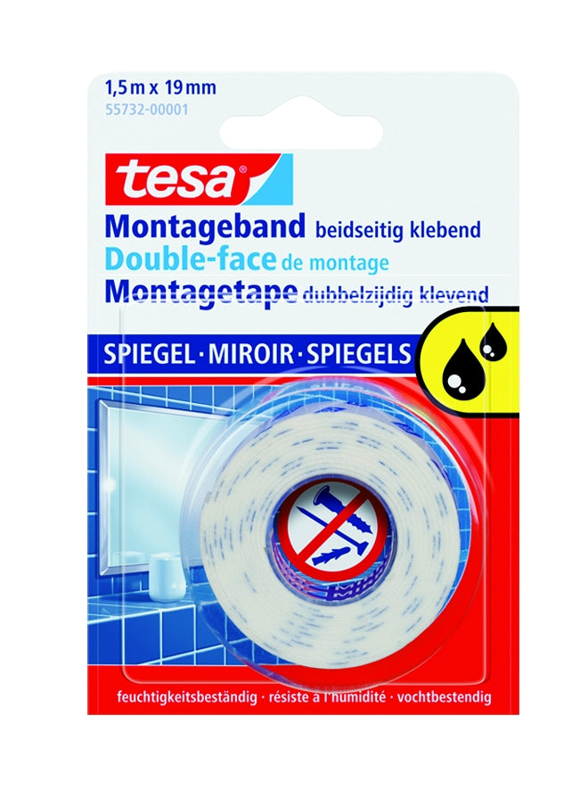 Dwustronna piankowa taśma montażowa do luster tesa, biała, 19 mm