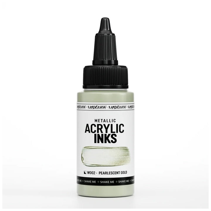 Skoncentrowany tusz akrylowy, metaliczny - 30 ml – W002 Perłowy złoty