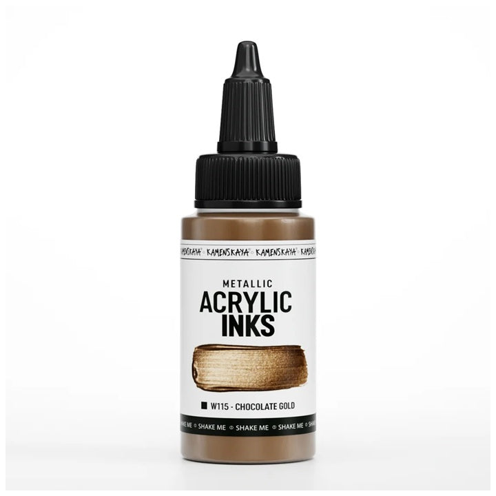 Skoncentrowany tusz akrylowy, metaliczny - 30 ml – W115 Czekoladowa złota