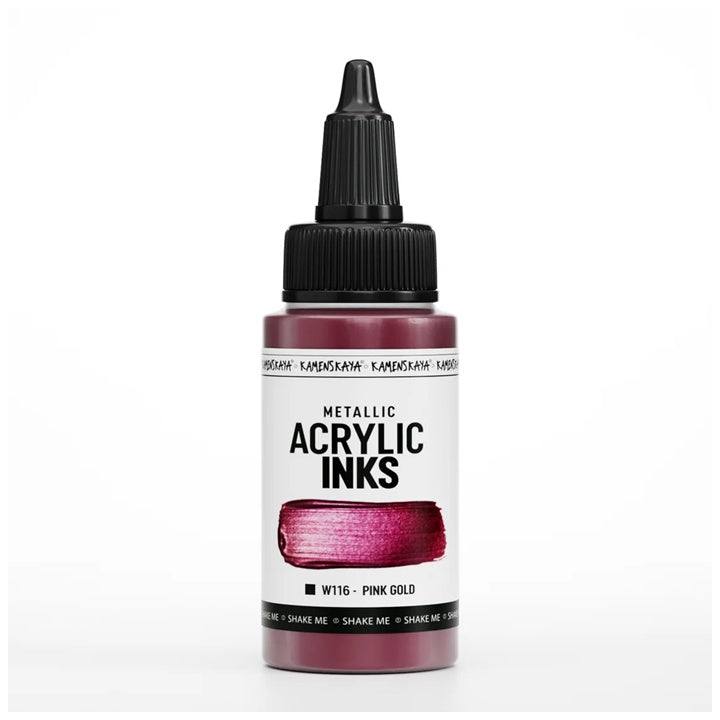Skoncentrowany tusz akrylowy, metaliczny - 30 ml – W116 Różowe złoto