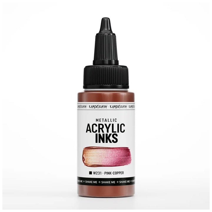 Skoncentrowany tusz akrylowy, metaliczny - 30 ml – W231 Różowa miedź