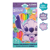 Kredki trójkątne Colorino JUMBO Stitch Pastel, 12 kolorów pastelowych