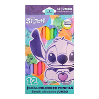 Kredki trójkątne Colorino JUMBO Stitch Pastel, 12 kolorów pastelowych