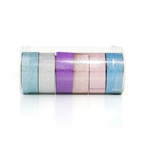 Zestaw taśm washi 6 x 2.5 m – brokat różowa