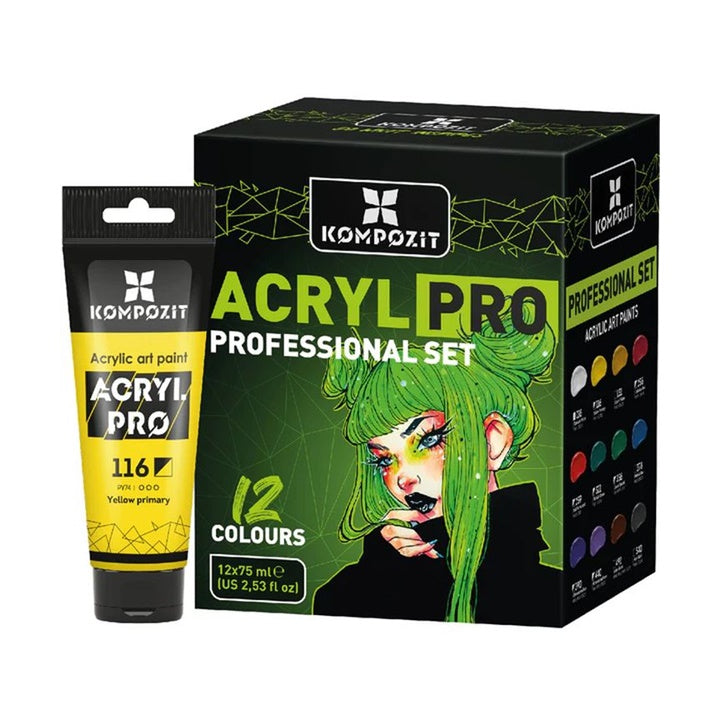 ACRYL PRO PROFESSIONAL Zestaw farb akrylowych 12x75 ml | Artmie
