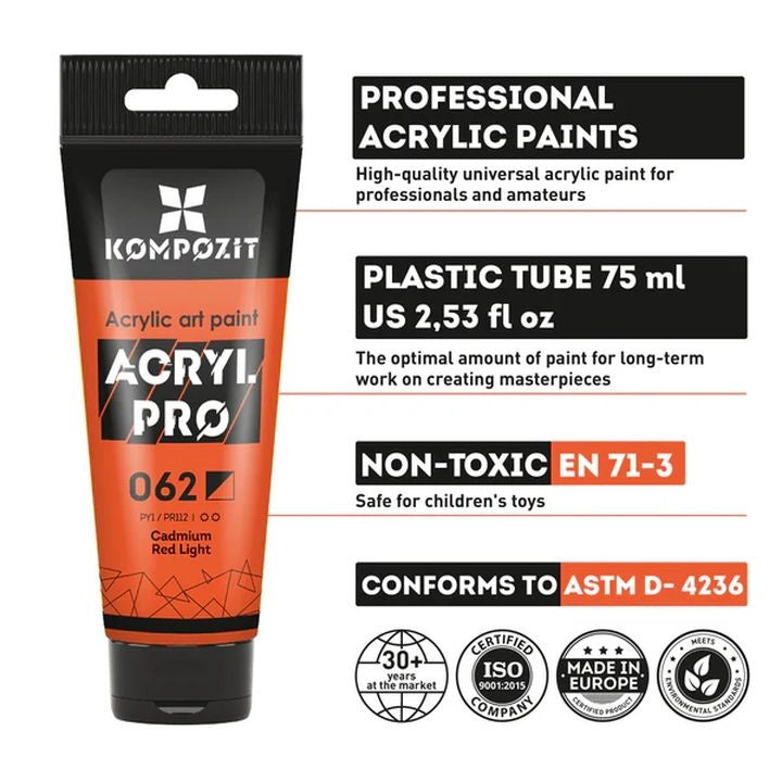 ACRYL PRO PROFESSIONAL Zestaw farb akrylowych 12x75 ml | Artmie