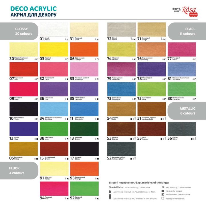 Akrylowa farba dekoracyjna perłowa ROSA TALENT 20 ml | różne odcienie | Artmie