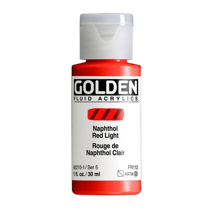Farba akrylowa GOLDEN Fluid 118 ml – 2210 naftol jasnoczerwona
