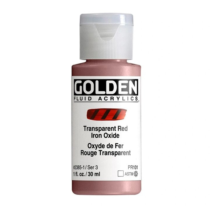 Farba akrylowa GOLDEN Fluid 118 ml – 2385 czerwona tlenek żelaza transparentna