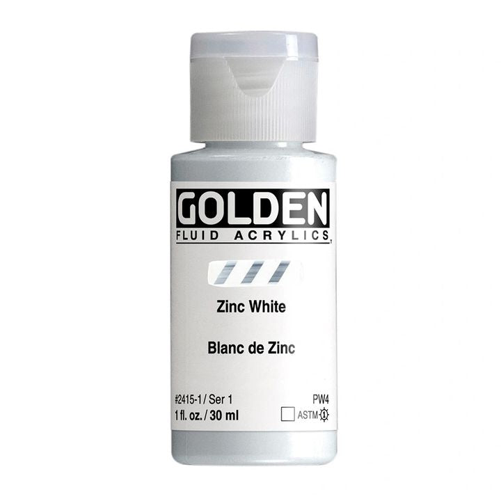 Farba akrylowa GOLDEN Fluid 118 ml – 2415 biel cynkowa