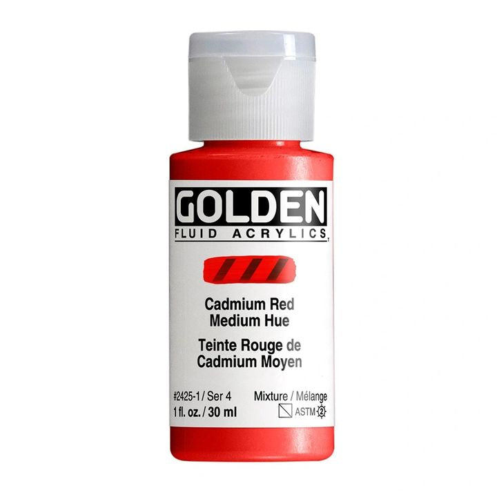 Farba akrylowa GOLDEN Fluid 118 ml – 2425 kadmowy średni czerwony odcień