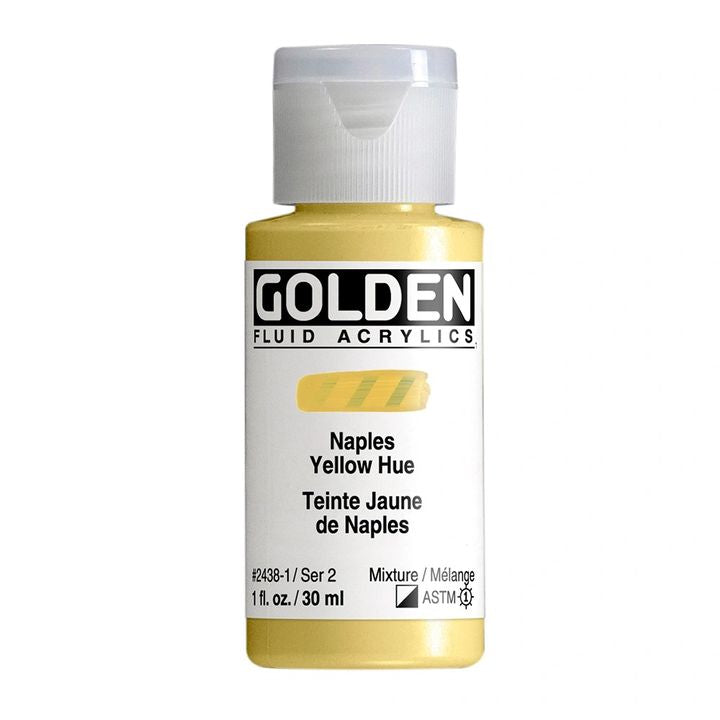 Farba akrylowa GOLDEN Fluid 118 ml – 2438 neapolski żółty odcień