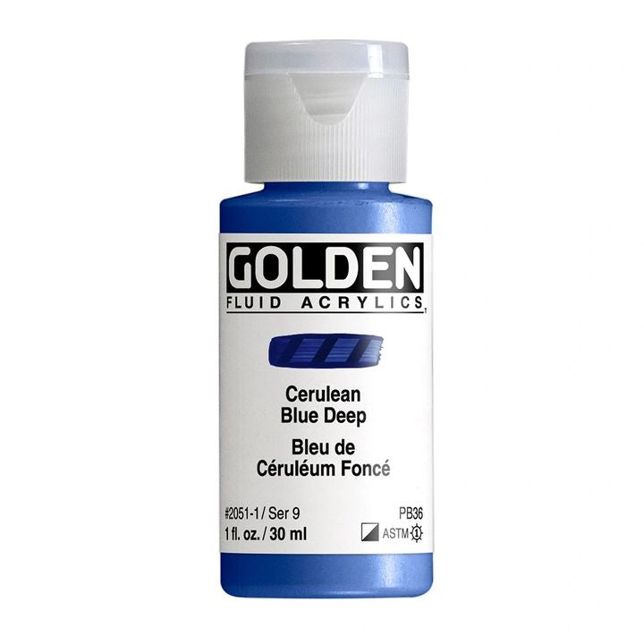 Farba akrylowa GOLDEN Fluid 30 ml – 2051 modry cerulean ciemny
